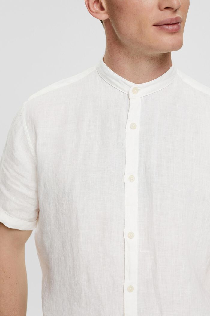 Camisa con cuello mao en 100 % lino, WHITE, detail image number 2