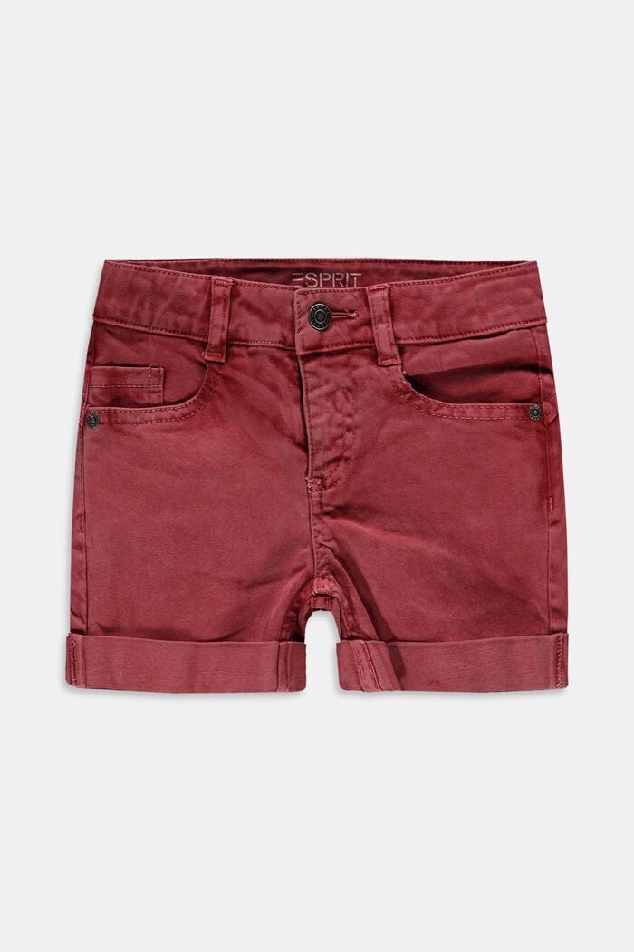 Pantalones cortos de sarga, mezcla de algodón ecológico, GARNET RED, overview