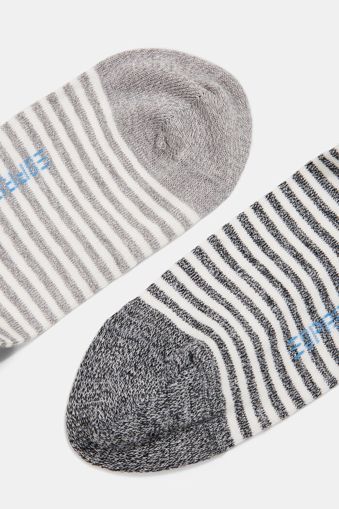 Pack de dos pares de calcetines a rayas con algodón ecológico, BLACK, detail image number 1