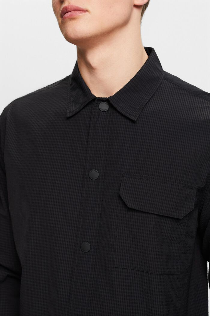 Camisa de manga larga con textura, BLACK, detail image number 3