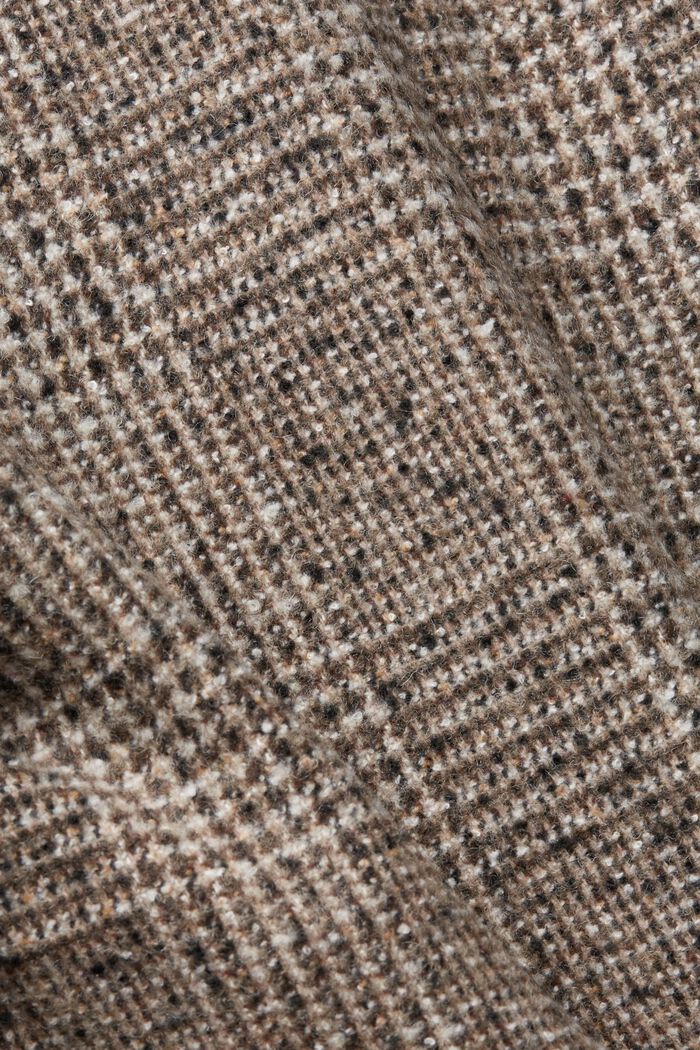 Blazer a cuadros en mezcla de lana con acabado de rizo, BROWN, detail image number 4