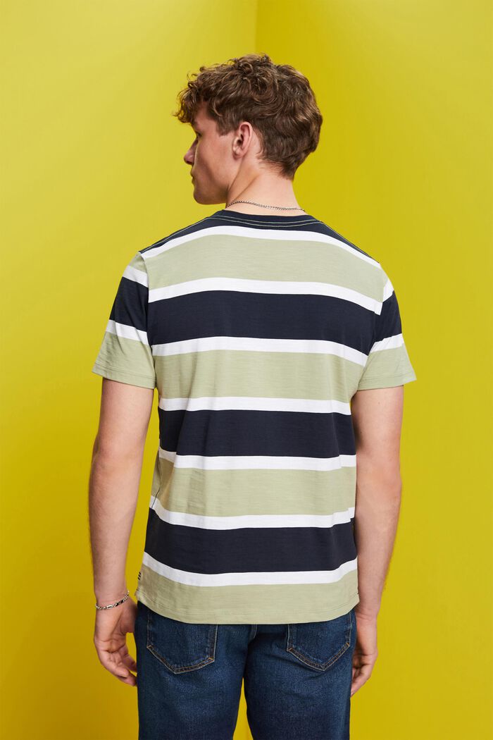 Camiseta de punto a rayas, 100% algodón, LIGHT GREEN, detail image number 3