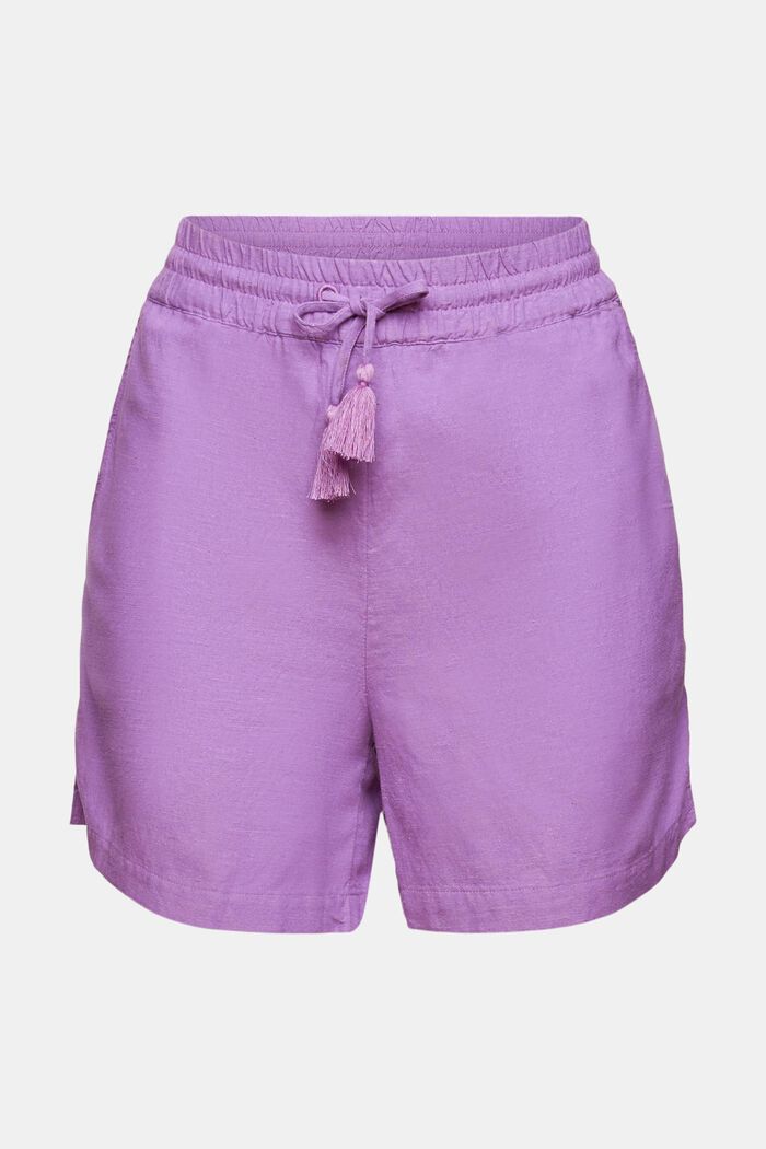Con lino: pantalones cortos con cordón, VIOLET, detail image number 6