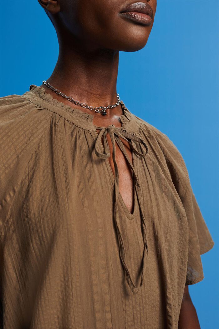 Vestido realizado en algodón con textura, KHAKI GREEN, detail image number 2