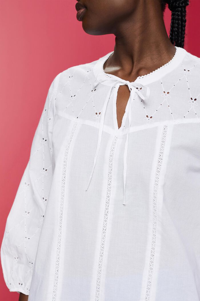 Blusa bordada, 100 % algodón, WHITE, detail image number 2