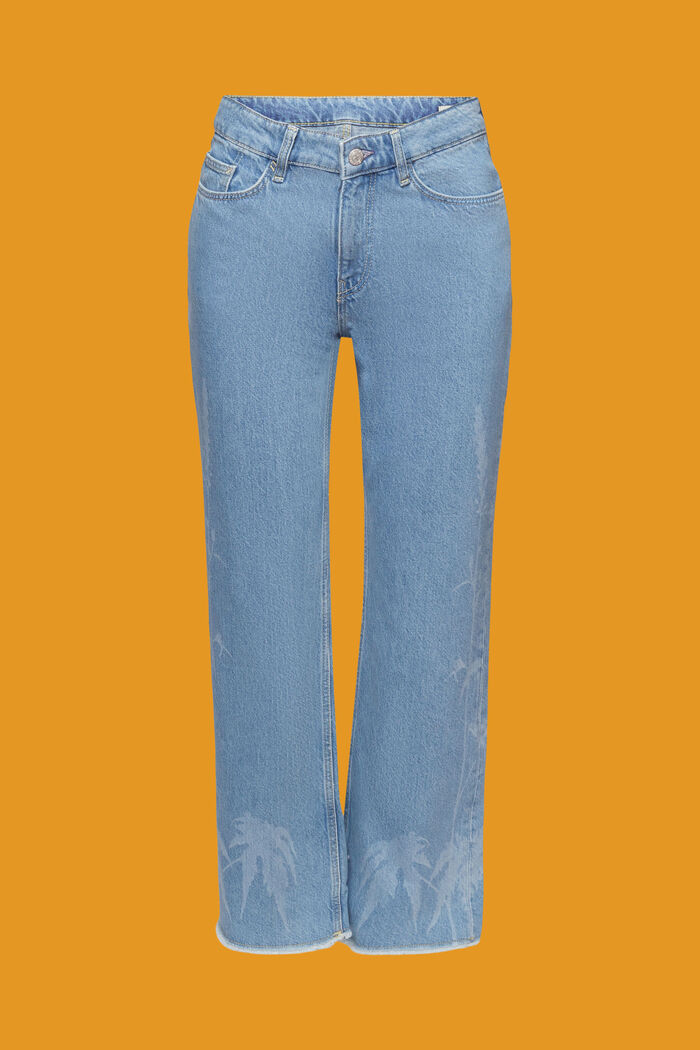 Jeans cropped estampados, 100 % algodón, BLUE LIGHT WASHED, detail image number 7