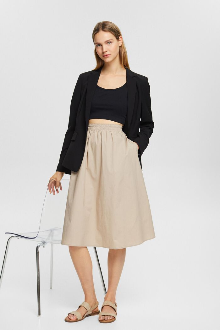 Falda midi con cintura elástica, LIGHT TAUPE, detail image number 2