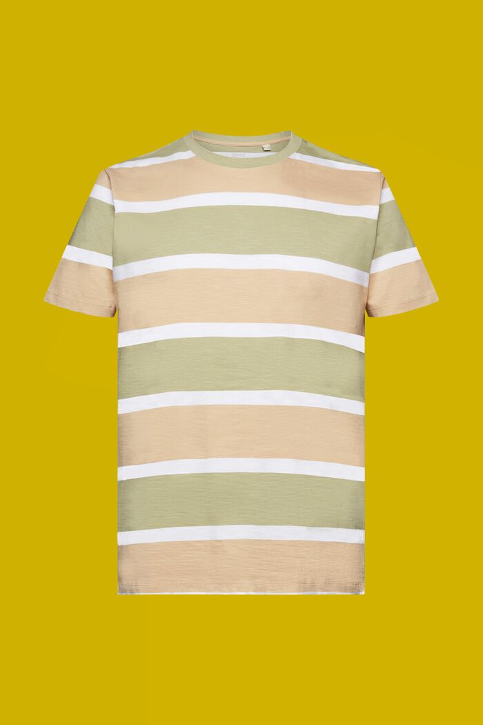Camiseta de punto a rayas, 100% algodón, SAND, detail image number 6
