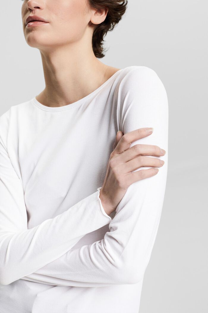 Camiseta de manga larga confeccionada en una mezcla de algodón ecológico, NEW WHITE, detail image number 2