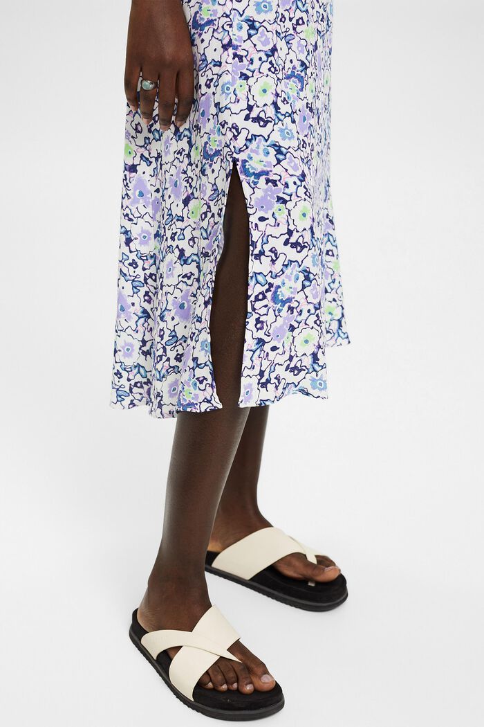 Falda midi con diseño floral allover, WHITE, detail image number 2