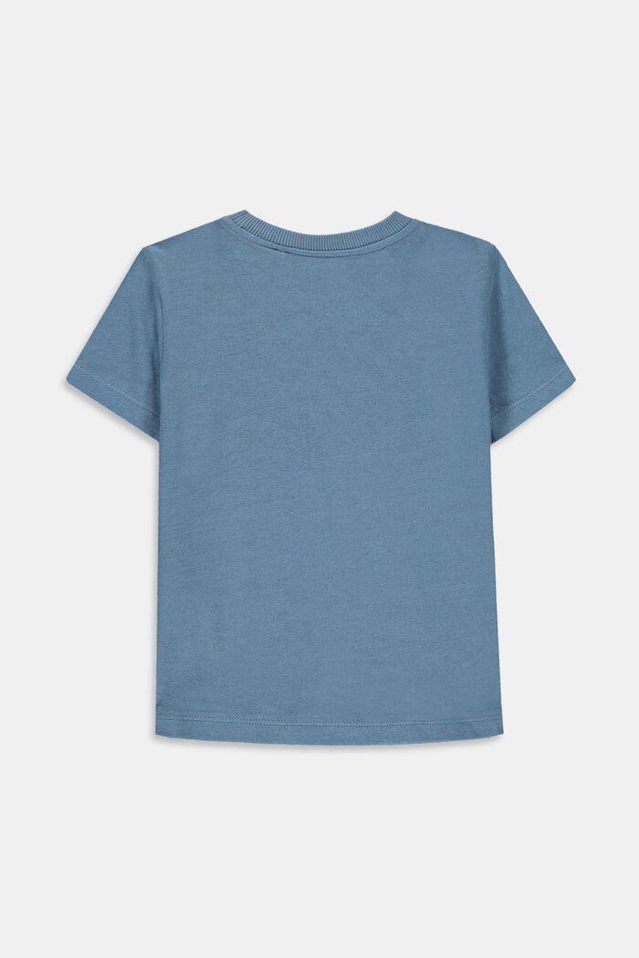 Con lino: camiseta con diseño de bloques de color, GREY BLUE, detail image number 1