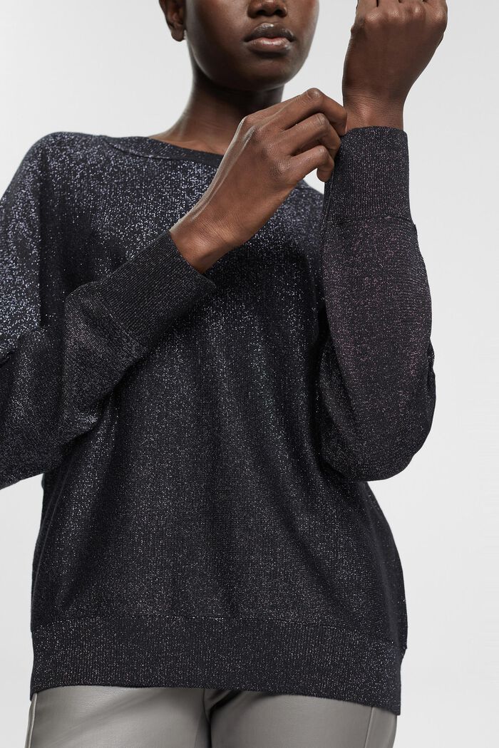Suéter con efecto brillante, BLACK, detail image number 4