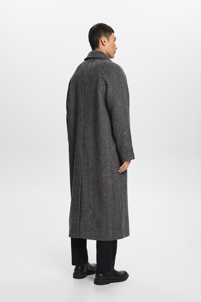 Abrigo en mezcla de lana con diseño de espiga, BLACK, detail image number 3