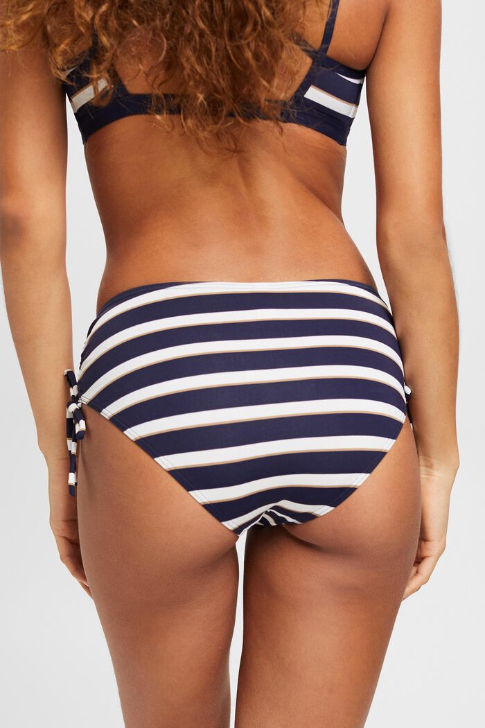 Braguita de bikini de rayas con cintura de altura media, NAVY, detail image number 3