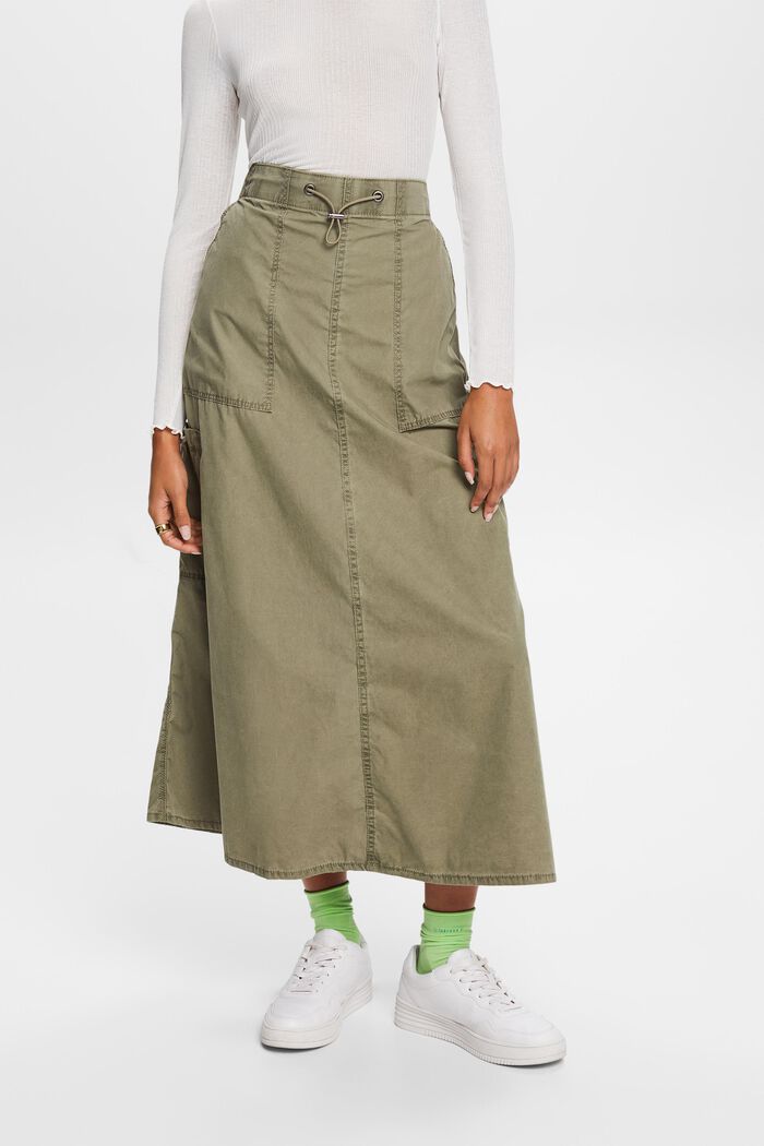 Falda sin cierre estilo cargo, 100 % algodón, KHAKI GREEN, detail image number 0