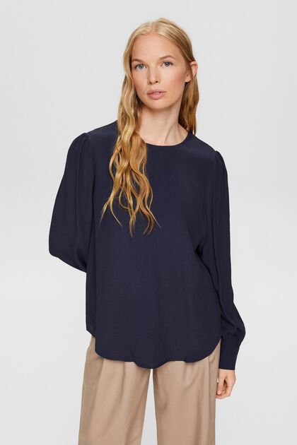 Blusa unicolor, NAVY, overview