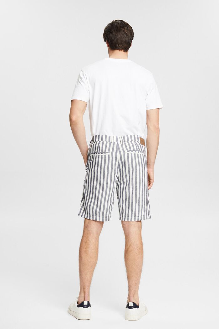 Con lino: pantalones cortos a rayas, OFF WHITE, detail image number 3
