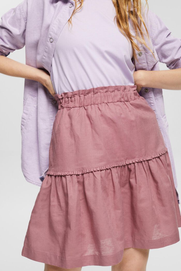 Minifalda en mezcla de lino, MAUVE, detail image number 0