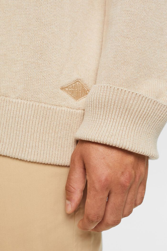 Jersey de algodón con cuello redondo, SAND, detail image number 2
