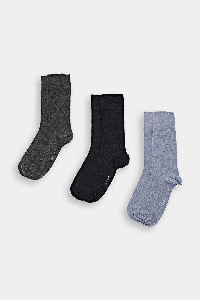 Pack de 3 pares de calcetines, algodón ecológico, BLACK/BLUE, detail image number 0