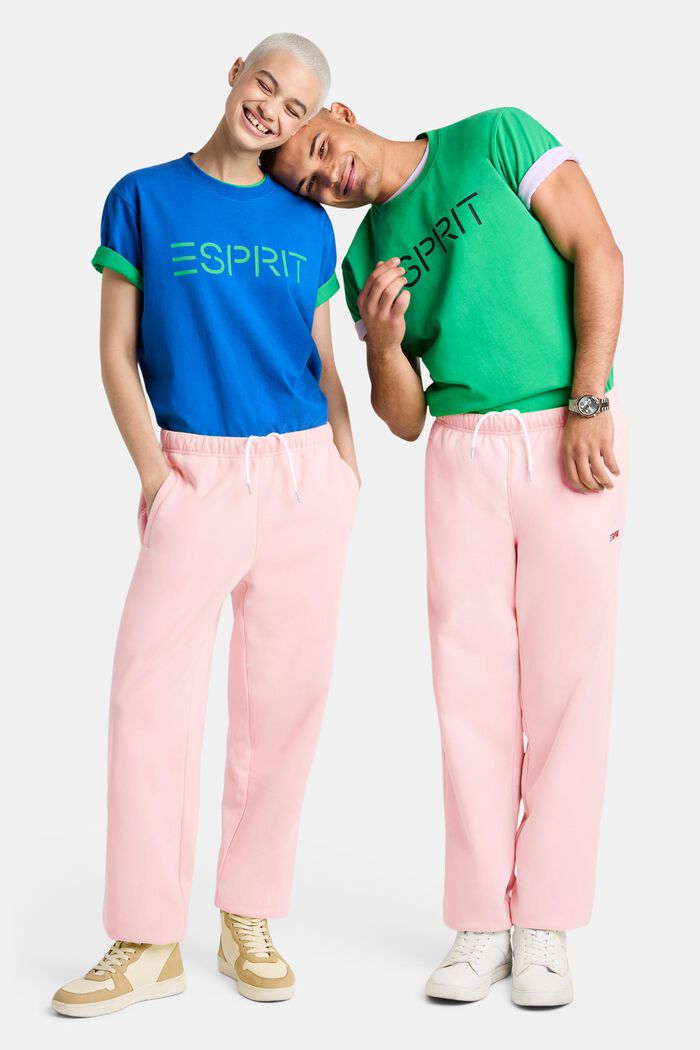 Pantalones de felpa unisex de algodón con logotipo, LIGHT PINK, detail image number 4