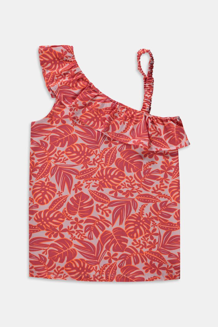 Camiseta con estampado tropical, ORANGE RED, detail image number 1