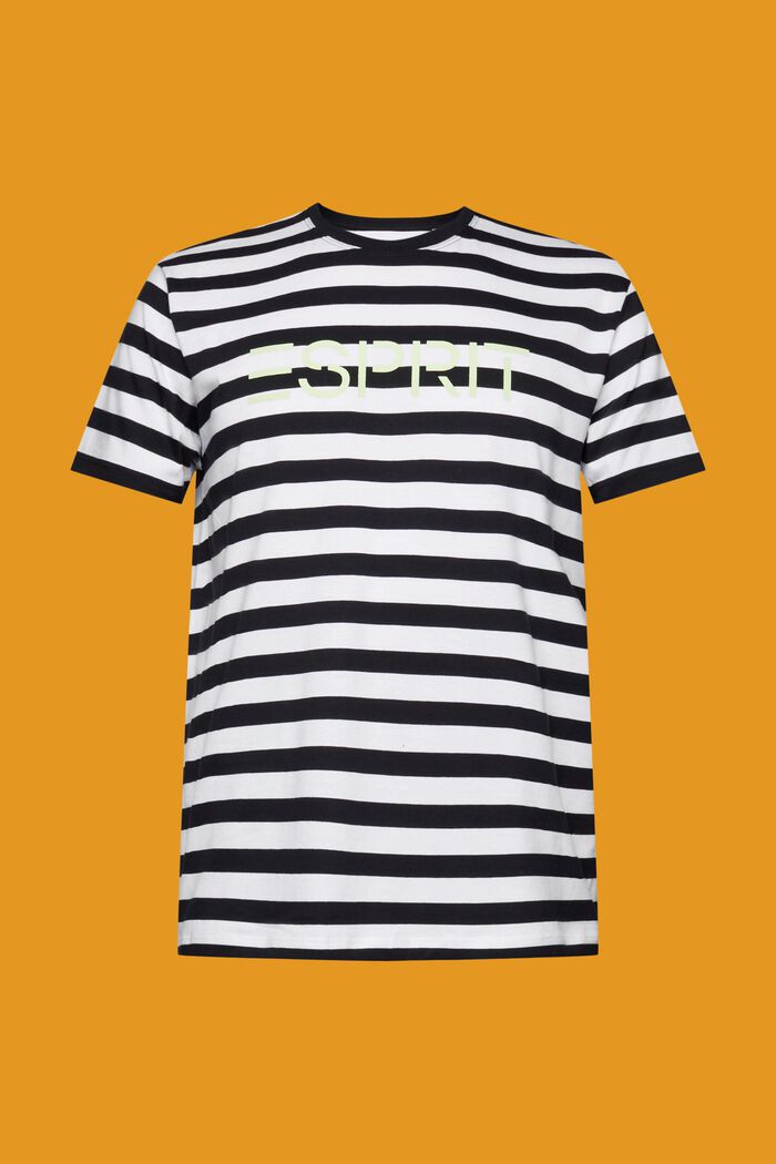Camiseta de algodón a rayas, BLACK, detail image number 7