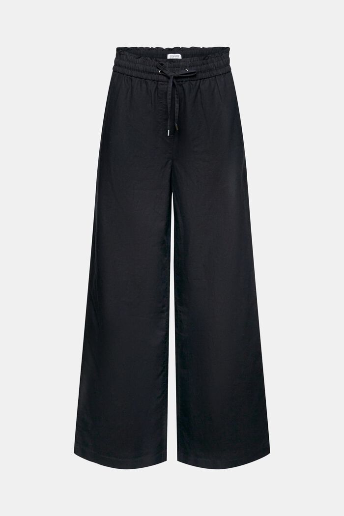 Pantalones de algodón y lino, BLACK, detail image number 7