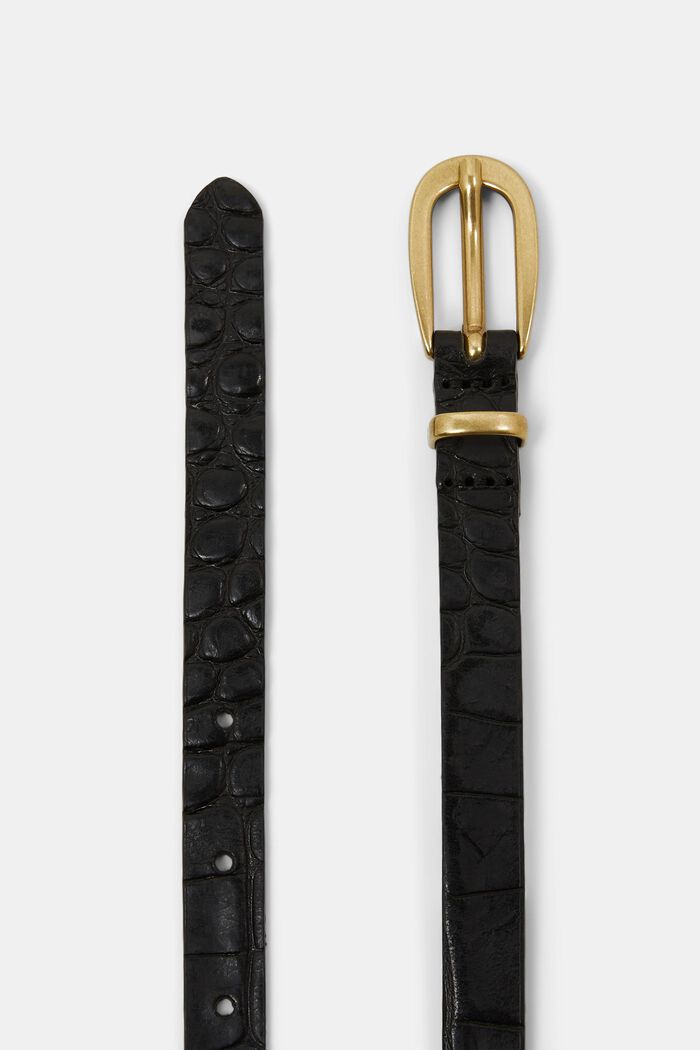 Cinturón de piel estrecho, BLACK, detail image number 1