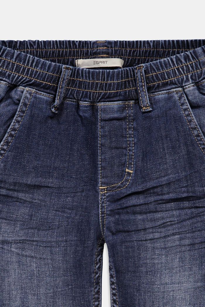 Shorts vaqueros con cintura elástica, BLUE DARK WASHED, detail image number 2