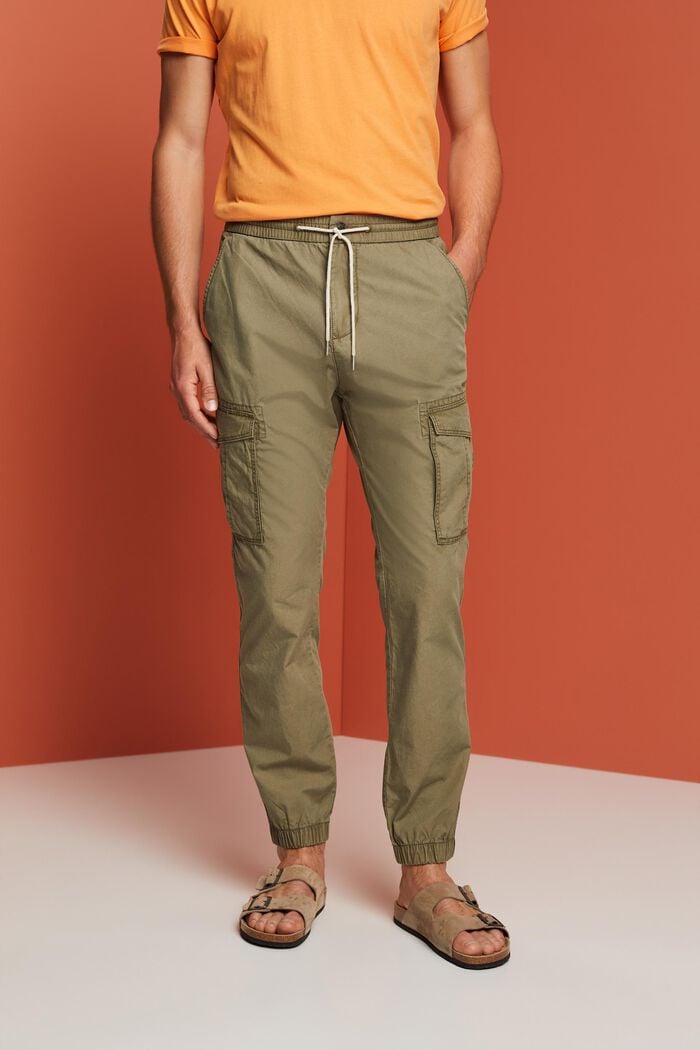 Pantalones estilo cargo, 100 % algodón, OLIVE, detail image number 0