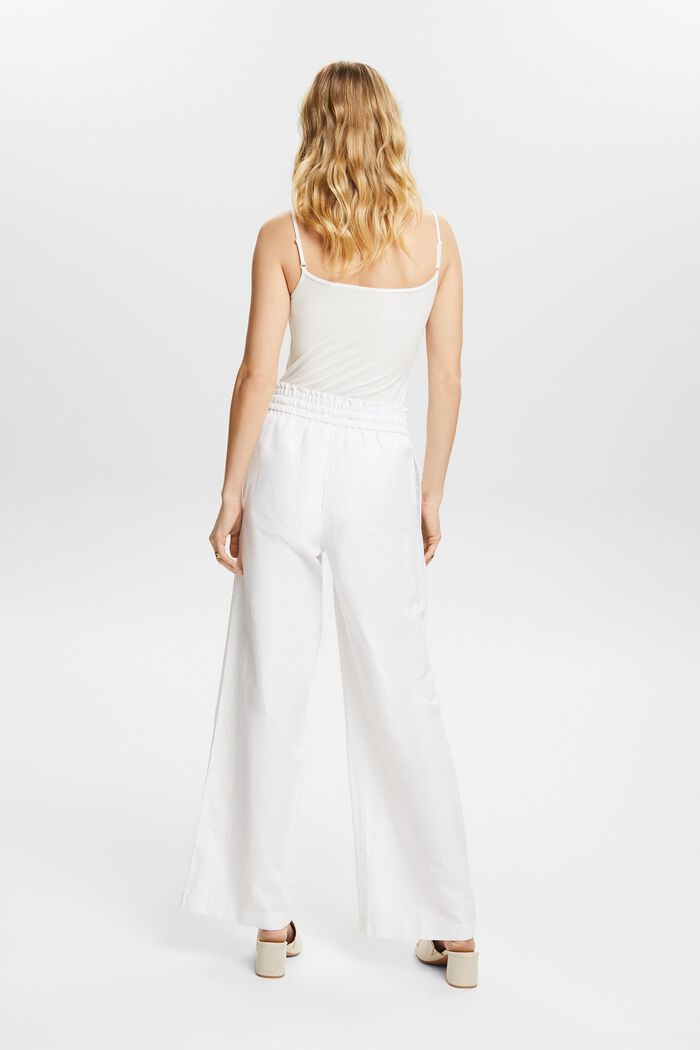 Pantalones de algodón y lino, WHITE, detail image number 2