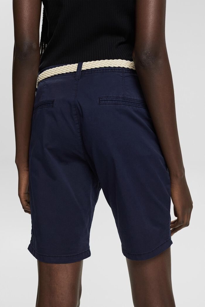 Pantalones cortos con cinturón tejido, NAVY, detail image number 0