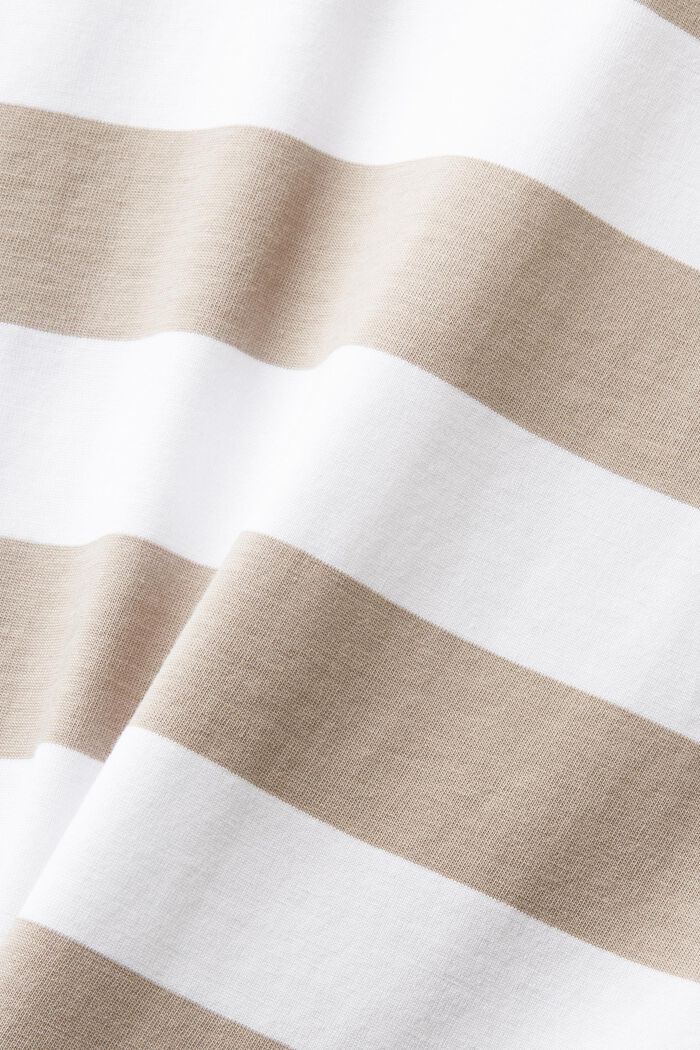 Camiseta a rayas de algodón pima con logotipo, LIGHT TAUPE, detail image number 4