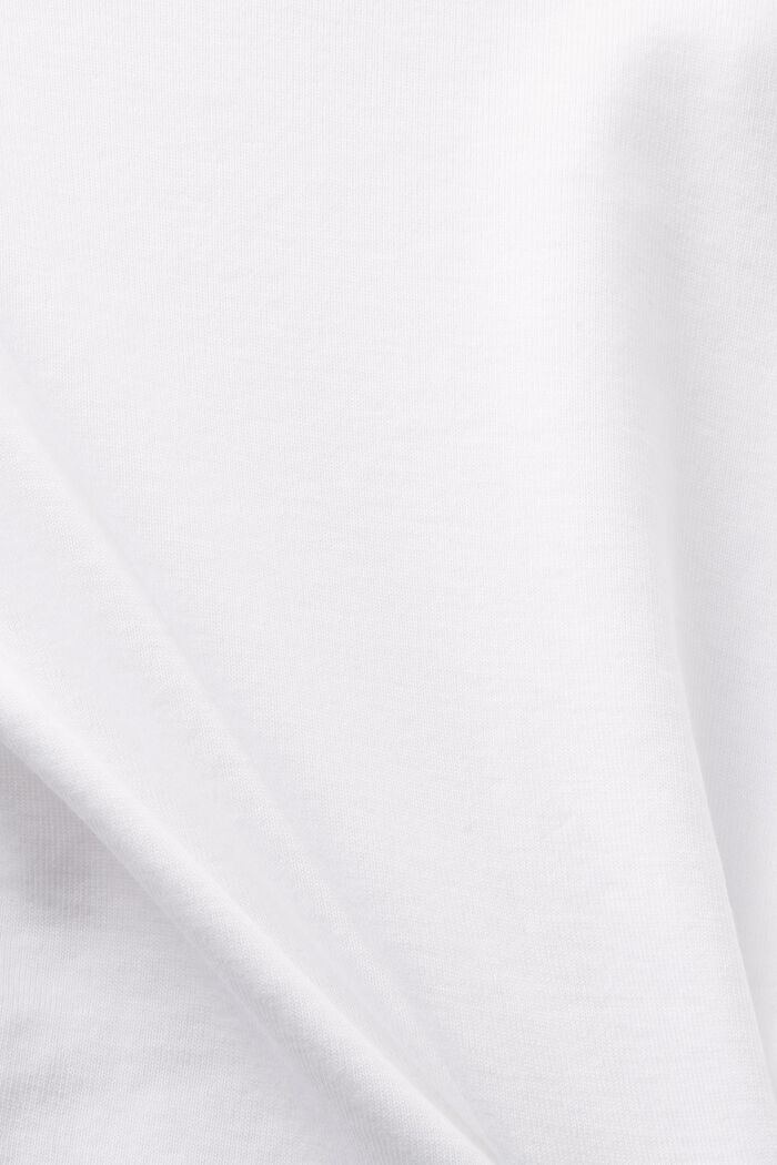 Camiseta de algodón con cuello en pico, WHITE, detail image number 5