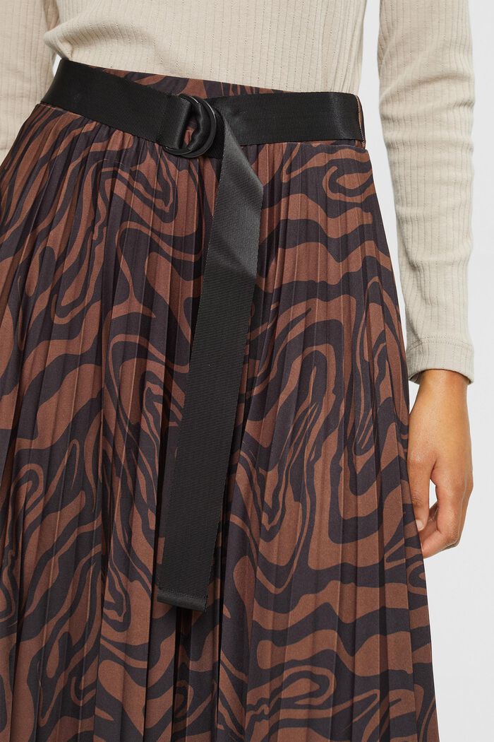 Falda plisada con cinturón integrado, BLACK, detail image number 2