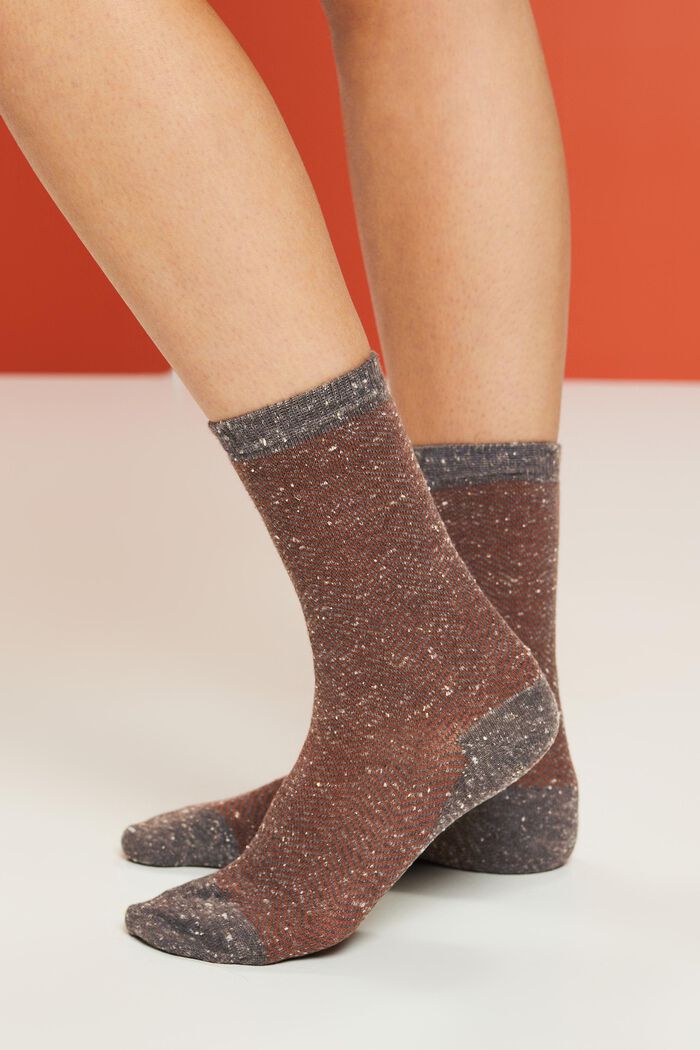 Pack de 3 calcetines con diseño de espiga, BROWN/GREY, detail image number 1