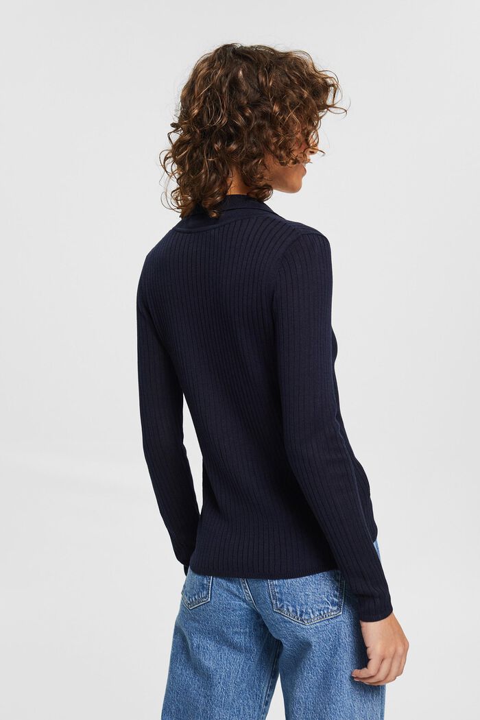 Con lana: jersey con cuello de solapas, NAVY, detail image number 3