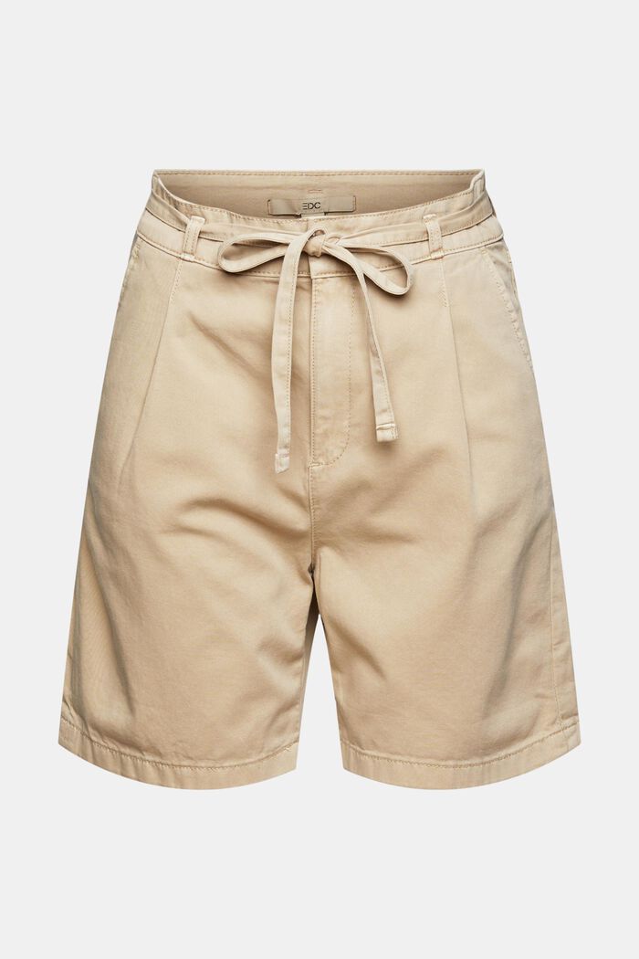 Shorts de cintura alta en 100% algodón Pima, BEIGE, detail image number 2