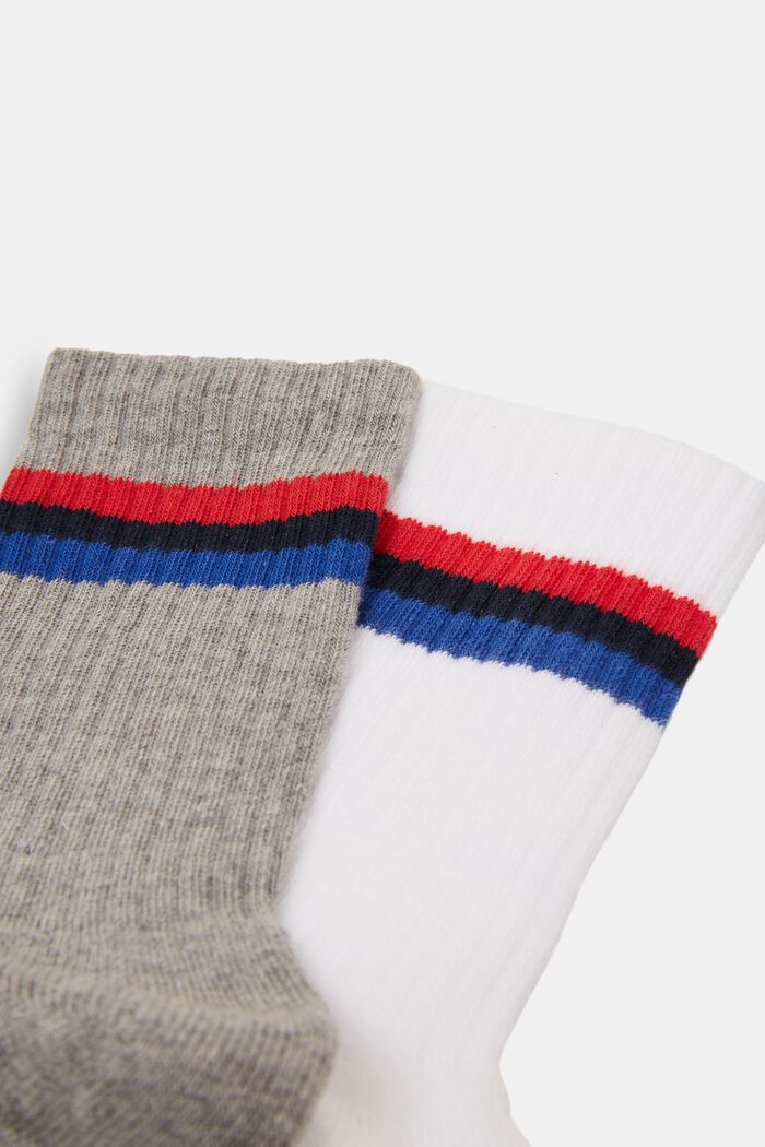 2 pares de calcetines acanalados a rayas, WHITE/GREY, detail image number 1