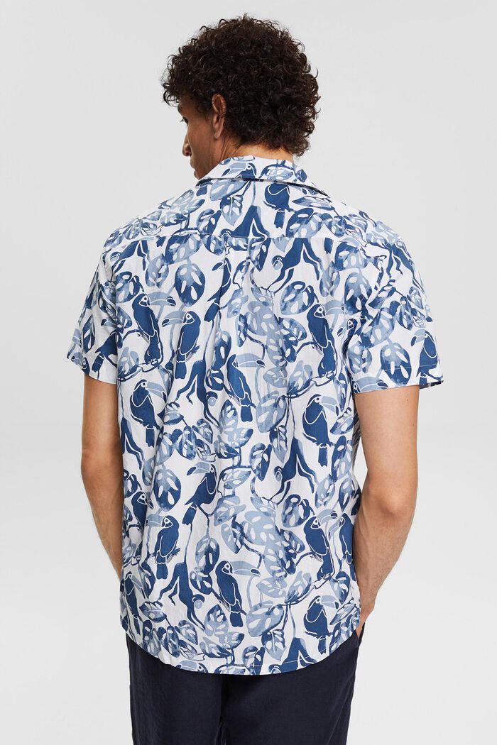 Camisa de manga corta con estampado tropical, 100% algodón, BLUE, detail image number 4