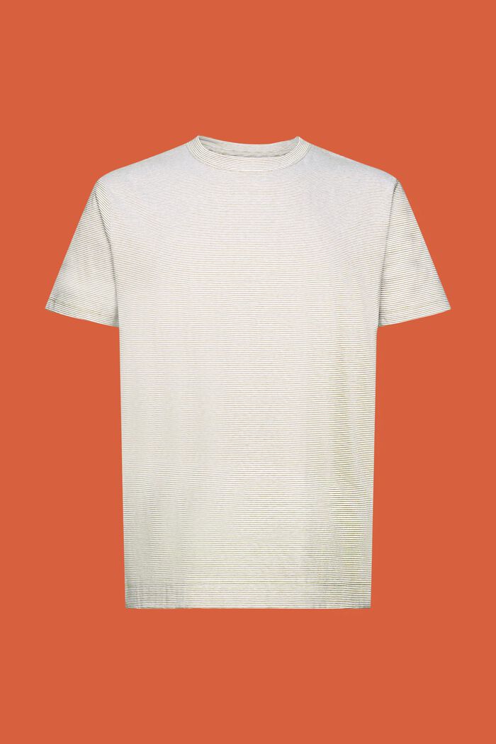Camiseta de punto a rayas, mezcla de algodón y lino, LEAF GREEN, detail image number 6