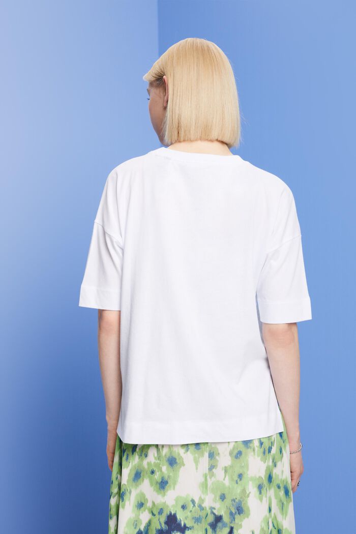 Camiseta oversize con estampado, TENCEL™, WHITE, detail image number 3