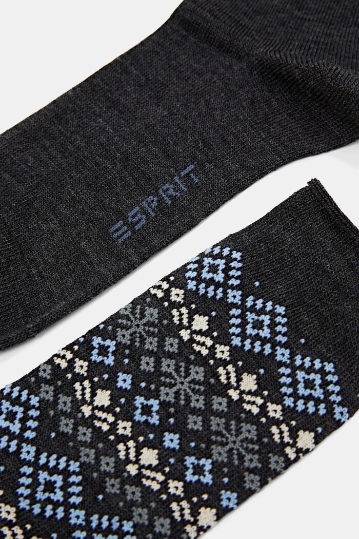 Pack de 2 pares de calcetines con diseño noruego, ANTHRACITE MELANGE, detail image number 1