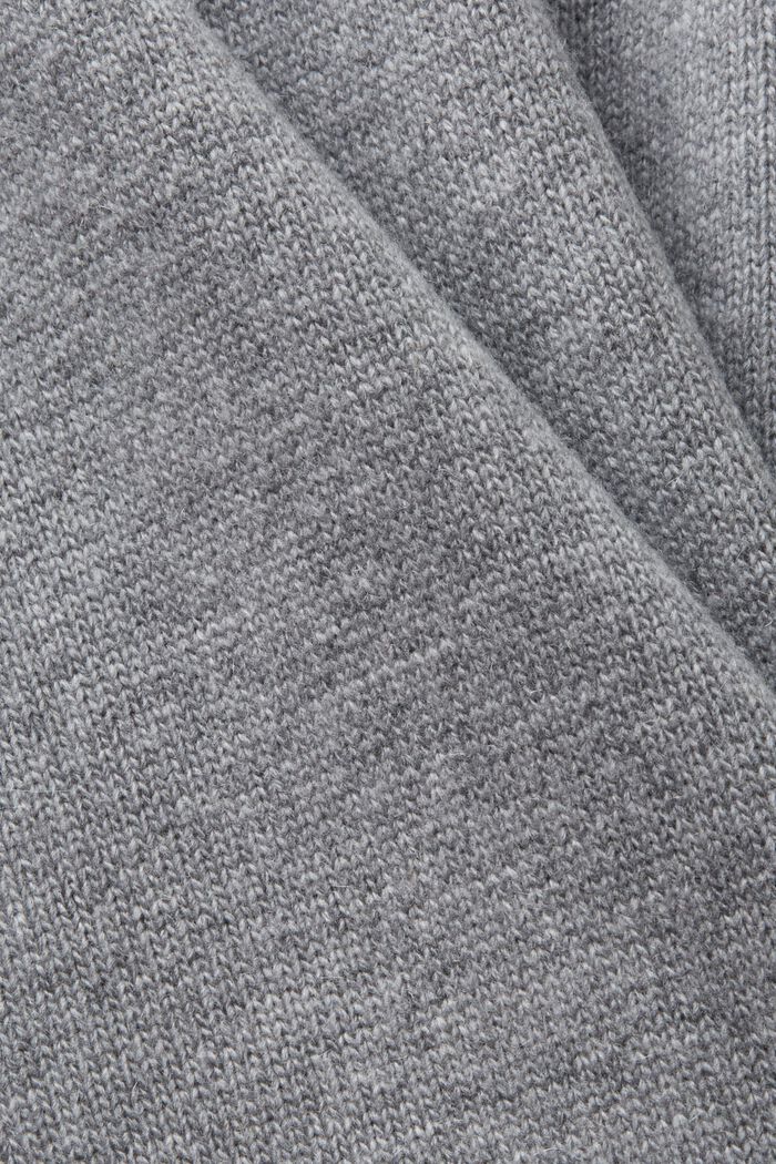 Cárdigan en mezcla de lana con cuello en pico, MEDIUM GREY, detail image number 5