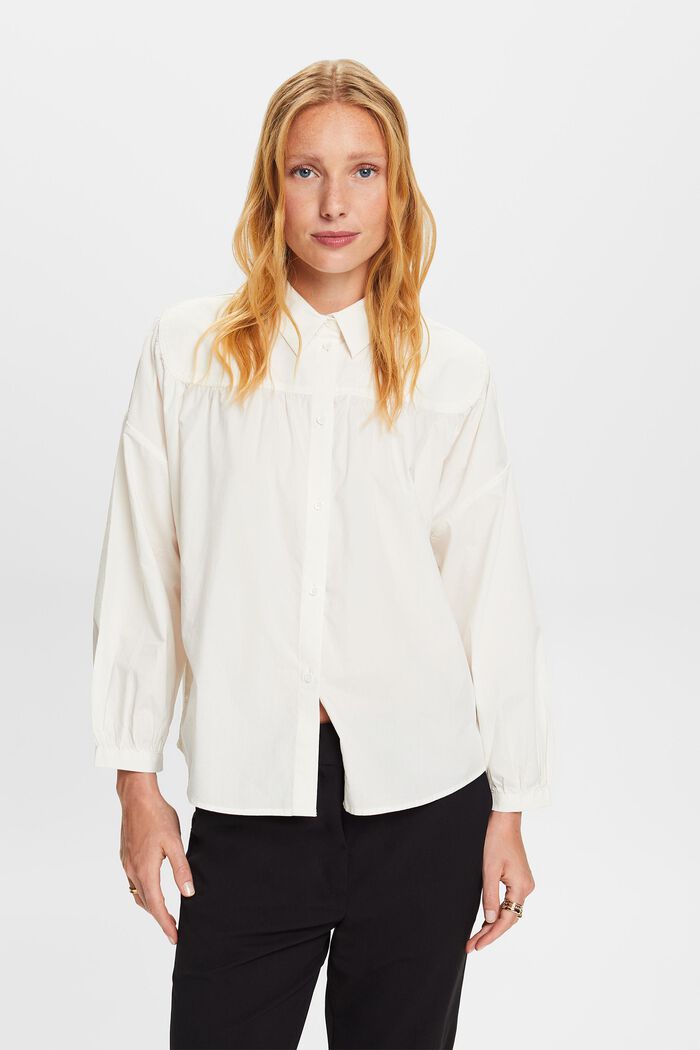 Blusa de popelina, 100% algodón, OFF WHITE, detail image number 4