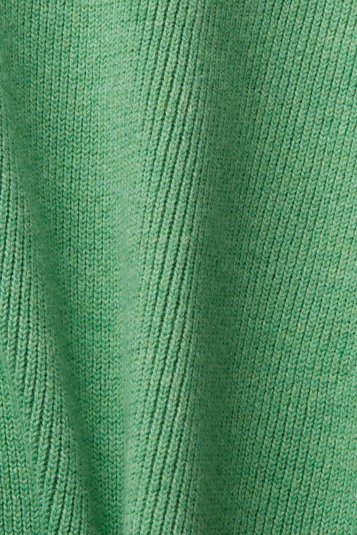Jersey de cuello en pico y algodón sostenible, GREEN, detail image number 4