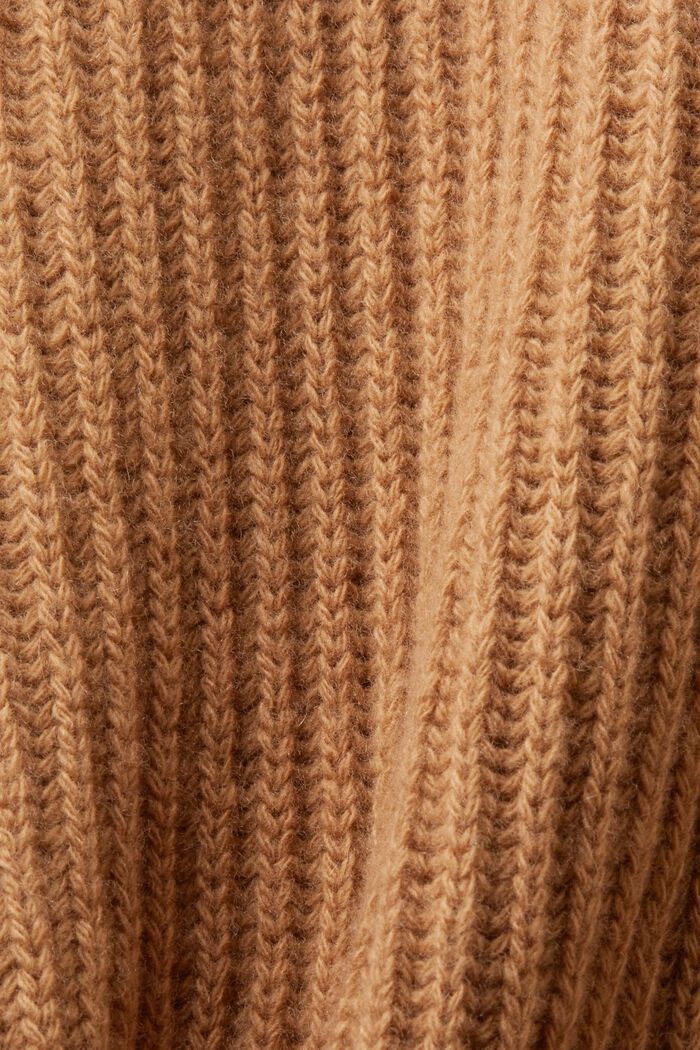 Chaleco de punto acanalado de lana, CARAMEL, detail image number 5