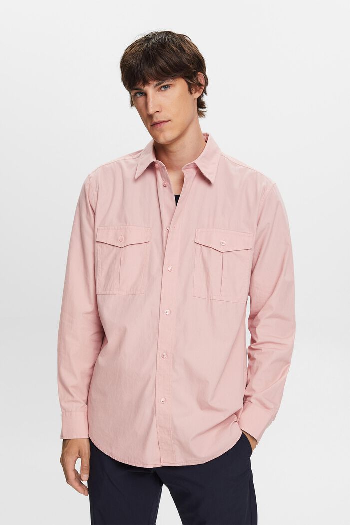 Camisa estilo militar de algodón, OLD PINK, detail image number 4