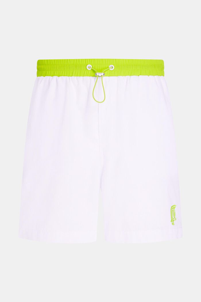 Shorts holgados con cintura neón, WHITE, overview